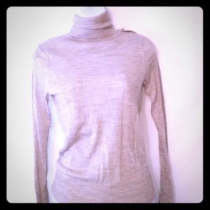 Super soft thin cowl neck sweater in taupe